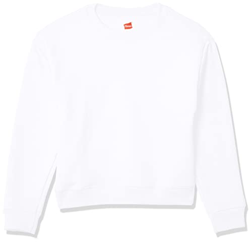 Hanes Girls Ecosmart Crewneck Sweatshirt, Soft Midweight Fleece Pullover For, White, Large US