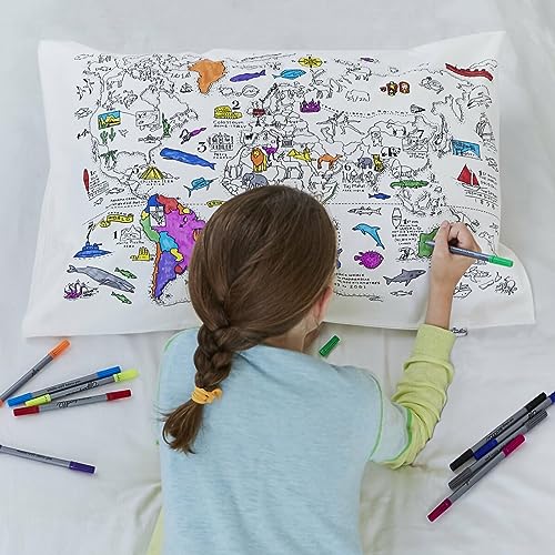 World Map Coloring Pillowcase