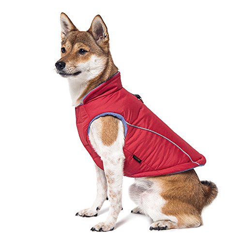 Gooby Cold Weather Fleece Lined Sports Dog Vest with Reflective Lining, Medium, Red