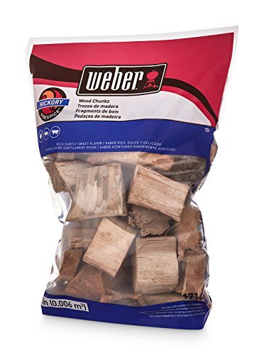 Weber Hickory Wood Chunks Outdoor Cooking Fuel, 4 lb – Premium BBQ Smoking & Grilling Chips for Rich, Subtly Sweet Flavor – Ideal for Beef, Lamb, Poultry & Pork – Long Lasting