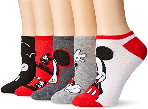 Womens Mickey Mouse 5 Pack No Show Socks