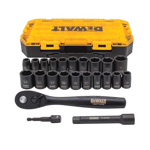 DEWALT Impact Socket Set with Ratchet, Metric/SAE, 1/2" Drive, 23-Piece Set with Case (DWMT74739)﻿ ﻿AMM 123Pcs
