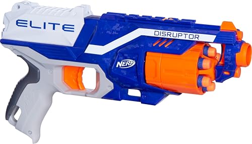 NERF Disruptor Elite Blaster - 6-Dart Rotating Drum, Slam Fire, Includes 6 Official Nerf Elite Darts - for Kids, Teens, Adults (Amazon Exclusive)
