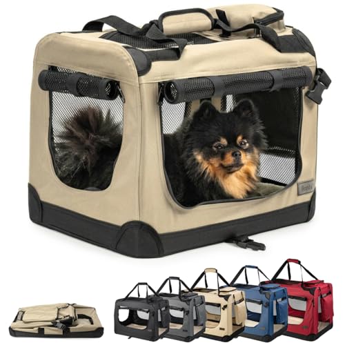 lionto transportín plegable talla S, 50x34x36 cm, para perros pequeños y razas toy
