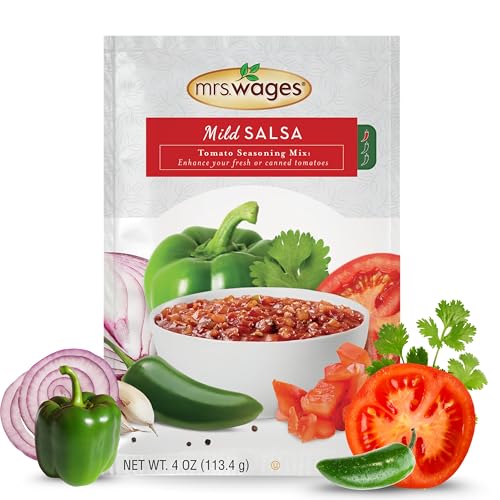 Mrs. Wages Mild Salsa Canning Mix, Easy-To-Use, Simple Homemade Salsa, Mild Spice Flavoring, Enhance Your Tomatoes, 4 oz Packet (Value Pack of 12)