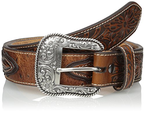 ARIAT Men's Ostrich Print Circle Concho Belt, Brown, 36