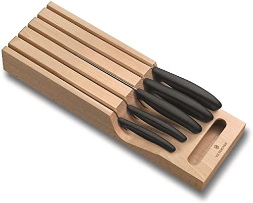 Victorinox Swiss Classic In-Drawer Holder & Knife Set - Includes Organizer and Bread, Santoku, Carving, Paring, Tomato, & Table Knives - 6-Piece Set