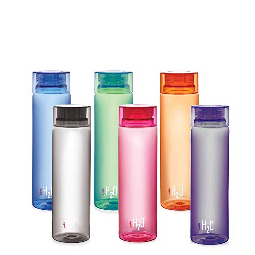 CELLO H2O Water Bottles Set of 6 Pcs For Daily Use, 1000ml Each Multicolor | Stylish & Unbreakable BPA-Free Leakproof Freezer & Fridge Safe Pet Water 