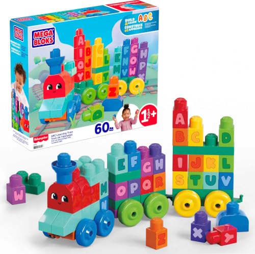 MEGA BLOKS First Builders ABC Learning Train with 60 Pieces