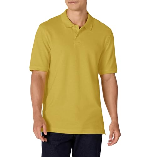 Amazon Essentials Men's Regular-Fit Cotton Pique Polo Shirt (Available in Big & Tall), Yellow, X-Large