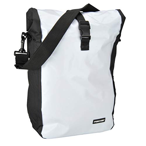🔥 STARKER PREIS (-26%) FISCHER Gepäckträgertasche, Fahrradtasche, wasserdicht, 18 Liter, weiß