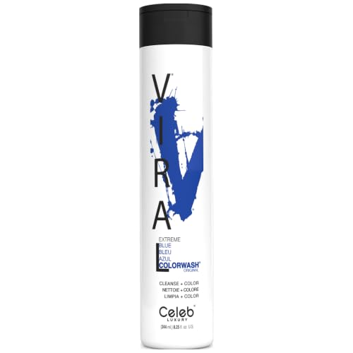 Celeb Luxury Viral Colorwash, Professional Semi-Permanent Hair Color Depositing Shampoo, Blue, 8.25 Fl Oz (Pack of 1)