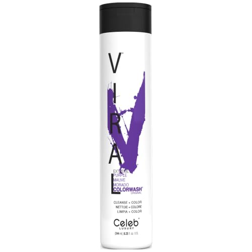 Celeb Luxury Viral Purple Colorwash, Color Depositing Shampoo with Bondfix Bond Rebuilder, Semi Permanent Hair Colour Glaze, Vegan Hair Dye, Maintains and Refreshes Bold Purple Color