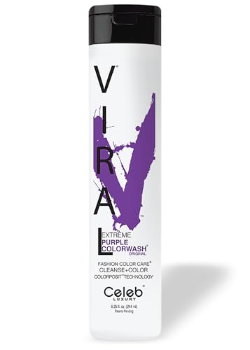 Celeb Luxury Viral Purple Colorwash, Color Depositing Shampoo with Bondfix Bond Rebuilder, Semi Permanent Hair Colour Glaze, Vegan Hair Dye, Maintains and Refreshes Bold Purple Color