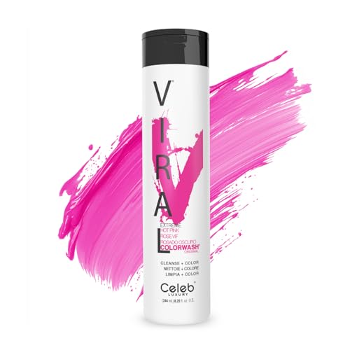 Celeb Luxury Viral Colorwash, Professional Semi-Permanent Hair Color Depositing Shampoo, Hot Pink 8.25 Fl Oz (Pack of 1)