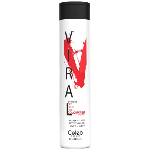 Celeb Luxury Viral Colorwash, Professional Semi-Permanent Hair Color Depositing Shampoo, Extreme Red 8.25 Fl Oz (Pack of 1)