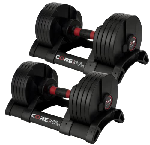 Core Home Fitness Adjustable Dumbbell Set (5-50 lb Pair)
