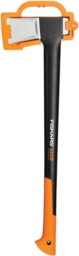 🔥 STARKER PREIS (-15%) Fiskars Spaltaxt, Inklusive Klingen und Transportschutz, Antihaftbeschichtet, Hochwertige Stahl-Klinge/Glasfaserverstärkter Kunststoff-Stiel, Schwarz/Orange, X25–XL, 2,4kg, 1015643, X25 (Länge: 77cm)