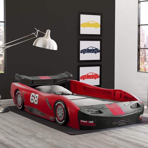 Delta Children Turbo Race Car Twin Bed, Red