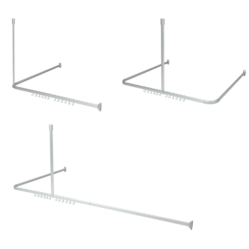 Sealskin Easy Roll Duschvorhangstange, Komplett-Set inkl. Duschstange, Deckenbefestigung und Ringe, Duschvorhanghalterung zur Montage auf Maß, L-Form,