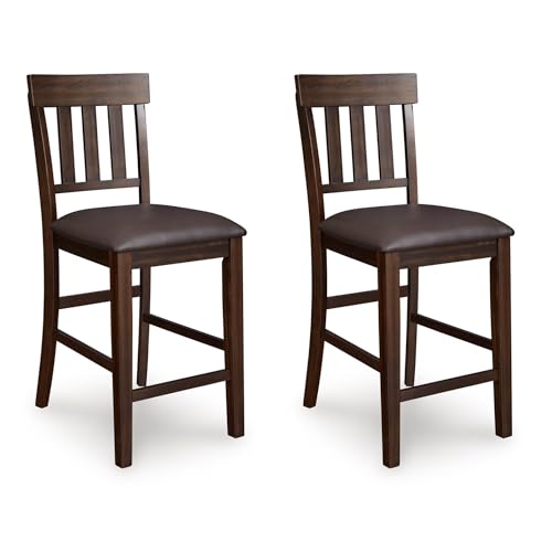 Signature Design by Ashley Haddigan 24" Counter Height Upholstered Barstool 2 Count, Dark Brown