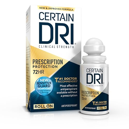 Certain Dri Prescription-Strength Clinical Antiperspirant Roll-On for Hyperhidrosis - 72-Hour Sweat Protection - Fragrance-Free - Doctor-Recommended for Men & Women - 1.2 fl oz