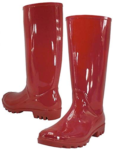 WearItti Women Rain Boots Stylish Waterproof Rubber Boots for Ladies, 11, Red