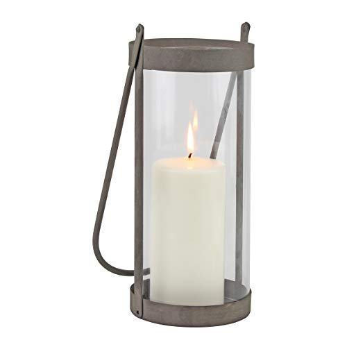 Stonebriar Industrial Glass Cylinder Hurricane Candle Lantern Glass candle holder