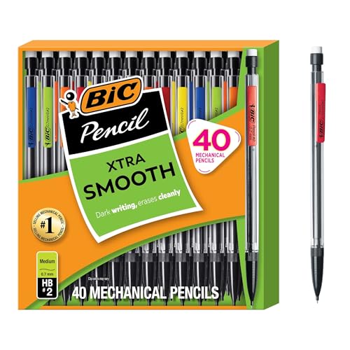 BIC Xtra Smooth Mechanical Pencil 0.7mm Refillable Retractable 40-Count