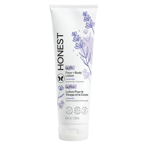 The Honest Company Hydrating Face + Body Lotion | Fast Absorbing, Naturally Derived, Hypoallergenic | Lavender Calm, 8.5 fl oz