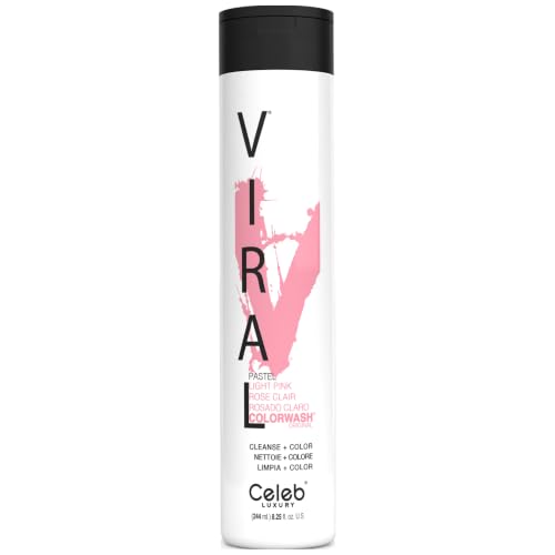 Celeb Luxury Viral Colorwash, Professional Semi-Permanent Hair Color Depositing Shampoo, Pastel Light Pink, 8.25 Fl Oz (Pack of 1)