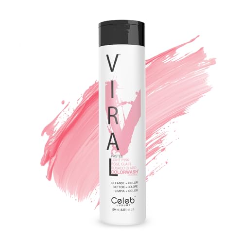 Celeb Luxury Viral Colorwash, Professional Semi-Permanent Hair Color Depositing Shampoo, Pastel Light Pink, 8.25 Fl Oz (Pack of 1)