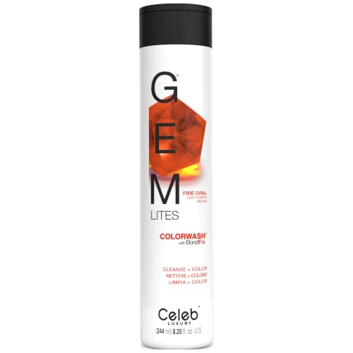 Celeb Luxury Gem Lites Colorwash, Professional Semi-Permanent Hair Color Depositing Shampoo, Fire Opal, 8.25 Fl Oz (Pack of 1)