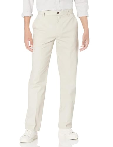 Amazon Essentials Men's Classic-Fit Wrinkle-Resistant Flat-Front Chino Pant (Available in Big & Tall), Stone, 33W x 30L