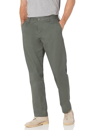 Amazon Essentials Men's Classic-Fit Wrinkle-Resistant Flat-Front Chino Pant (Available in Big & Tall), Dark Olive, 34W x 30L