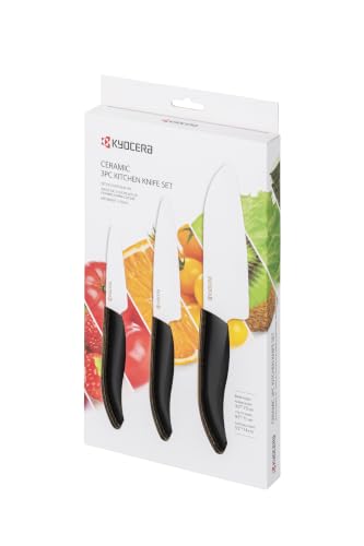 🔥 STARKER PREIS (-37%) Kyocera GEN 3er-Messerset | Keramik Santoku Messer, Gemüsemesser, und Schälmesser | Klinge 14, 11, 7,5 cm | ergonomischer Griff | extrem scharfes Küchenmesser | Kochmesser Profi Messer