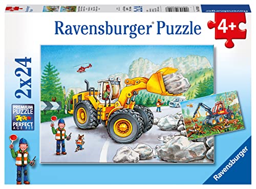 Ravensburger Children's Puzzle - 07802 Digger and Forest Tractor - Puzzle for Children from 4 Years with 2 x 24 Pieces