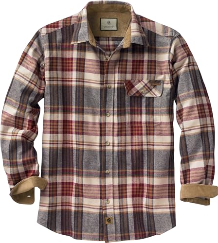 Legendary Whitetails Mens Flannel Shirt Long Sleeve Button Down 100% Cotton, Cedarwood Plaid, SML