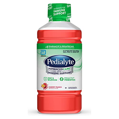 Pedialyte AdvancedCare Electrolyte Solution, 1 Liter, with PreActiv Prebiotics, Hydration Drink, Cherry Punch