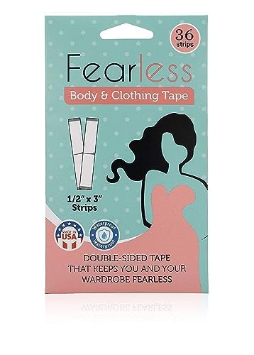 Fearless Tape - 50 Count Double-Sided Fashion Tape for Clothing & Body, Transparent & Skin-Friendly Adhesive Strips for Fabrics, Secure Outfits Elegantly, Ideal for Dresses, Blouses & More