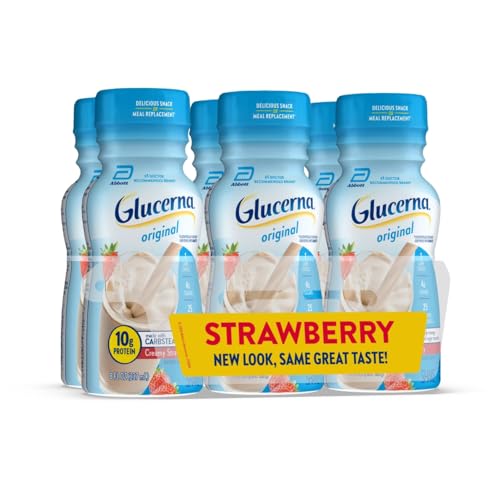 Glucerna Original Diabetes Care Shake, Creamy Strawberry, Diabetic Meal Replacement to Support Blood Sugar Management, 10g Protein, 180 Calories, Ready to Drink, 8-fl-oz Bottle, 6 Pack
