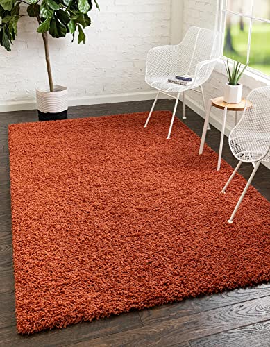 Unique Loom Solid Shag Collection Area Rug (3' 3" x 5' 3" Rectangle, Terracotta)