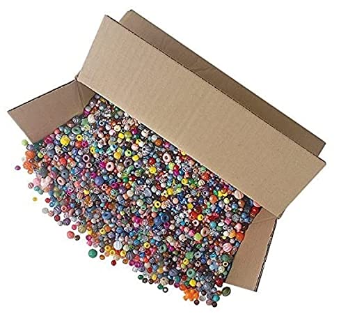 The Beadery Bonanza 5LB of Mixed Craft Beads, Sizes, Plastic, Round, Multicolor