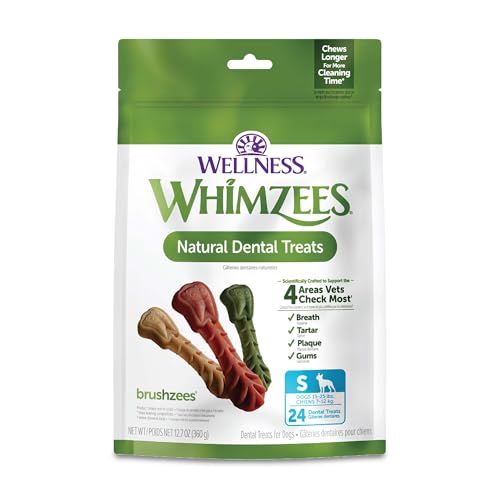 Whimzees Wellness Brushzees Dog Dental Treats, Small Size Stick, (24 Count)
