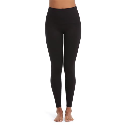 SPANX Seamless Leggings - Comfortable Athletic Wear - Core & Tummy Control for Shaping - Natural Waist Fit - Black - Large