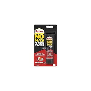 Pattex No Más Clavos Para Todo HighTack, adhesivo de montaje resistente a temperaturas extremas, pegamento fuerte en superficies húmedas, adhesivo blanco, 1 tubo x 142 g