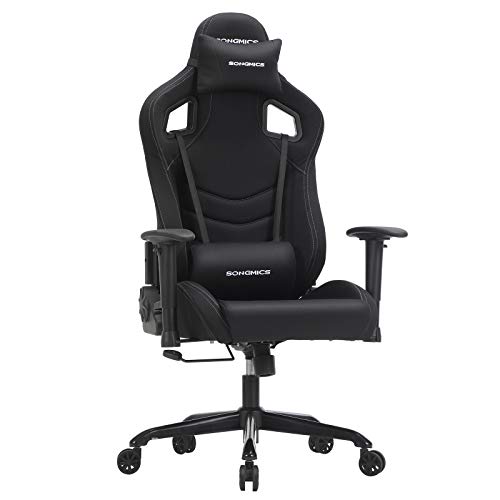 SONGMICS Bürostuhl Gaming Stuhl Schreibtischstuhl Sportsitz Chefsessel, schwarz, RCG03H