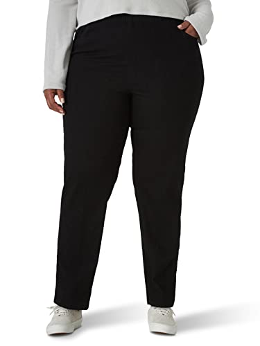 Chic Classic Collection Women's Plus Size Stretch Elastic Waist Pull-On Pant, Black Denim, 24 Plus
