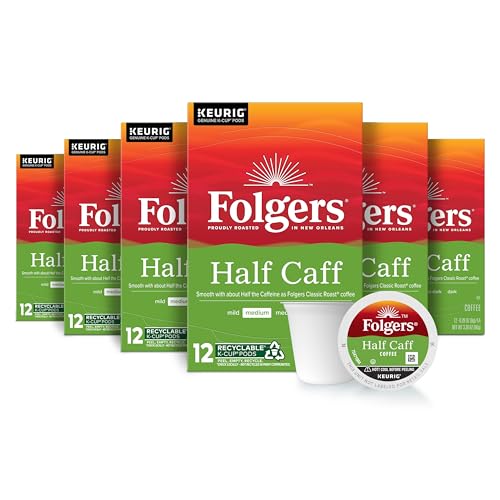 Folgers Half-Caff Medium Roast Coffee, 72 Keurig K-Cup Pods