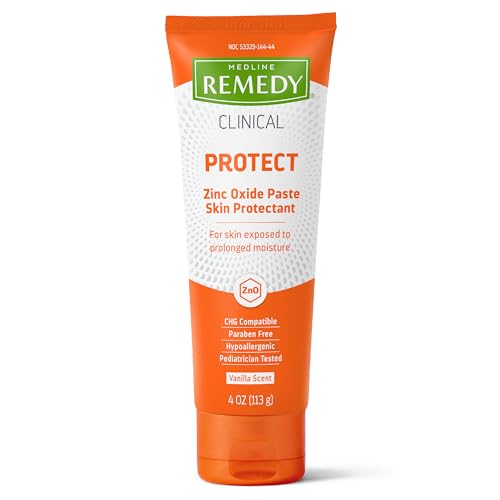 Medline Remedy Clinical Zinc Oxide Paste Skin Protectant (4 oz Tube), Vanilla Scent, Diaper Rash Cream, Incontinence Care, Wetness Protection, Paraben Free, Hypoallergenic, Adults, Children